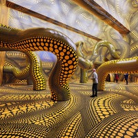 Der Infinity Mirrored Room in der Ausstellung Yayoi Kusama im Museum Ludwig