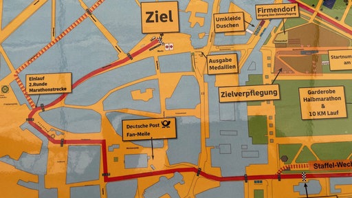 Eine Karte der Marathonstrecke