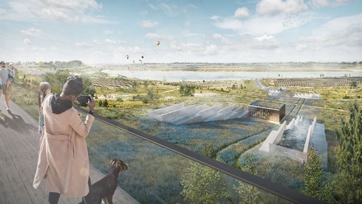Grafik der Neuland-Hambach GmbH, wie der Tagebau Hambach in Zukunft aussehen könnte