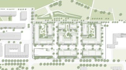Aufsicht auf Gebäude im Stadtquartier Friedrich-Heinrich