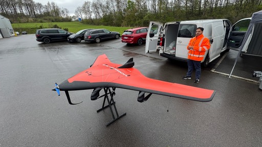 Die Drohne kurz vor ihrem Testflug 