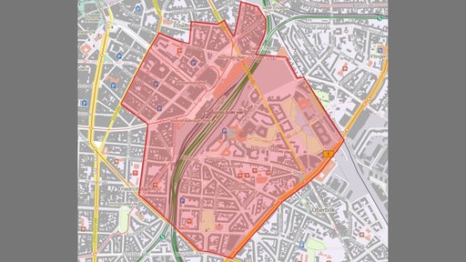 Karte der Umgebung rund um den Düsseldorfer Hauptbahnhof