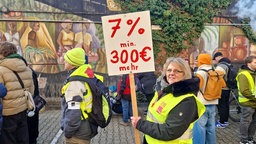 Plakat mit Forderungen Warnstreik Uniklinik Düsseldorf 
