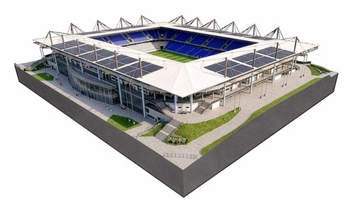 Eine digitale Zeichnung des MSV-Stadions von außen
