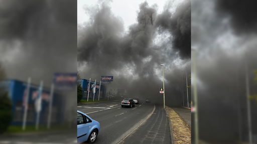 Wegen eines Feuers schweben große schwarze Rauchwolken über Hagen.