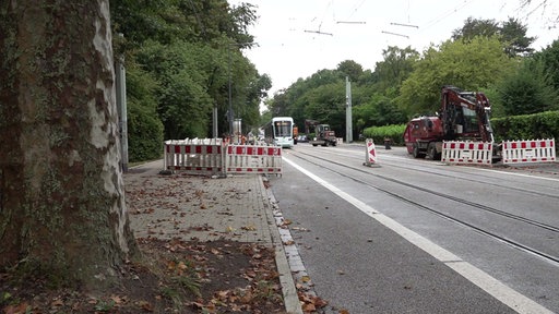 Eine Baustelle auf der Cranger Straße in Gelsenkirchen