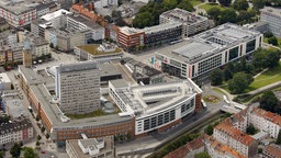 Luftbild der Innenstadt von Hagen mit der Volme Galerie.
