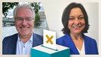 Die Kandidaten im Portrait - links Marc Buchholz (CDU), rechts Nadia Khalaf (SPD).