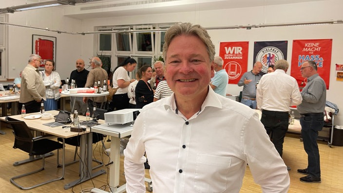 SPD-Kandidat Thomas Berg bei seiner Wahlparty