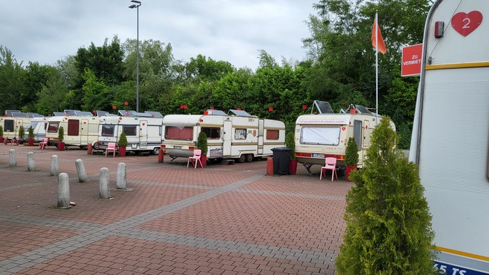 Herzen auf Wohnwagen