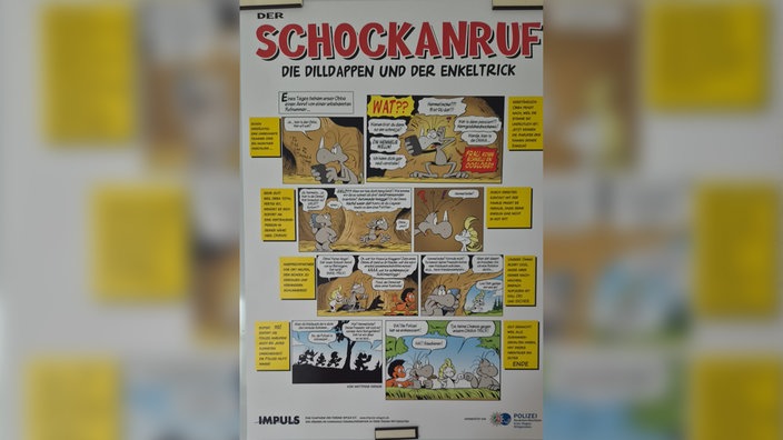 Ein Comic mit dem Titel "Der Schockanruf"