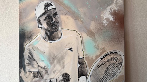 Ein Pop-Art Bild das einen Tennisspieler zeigt.