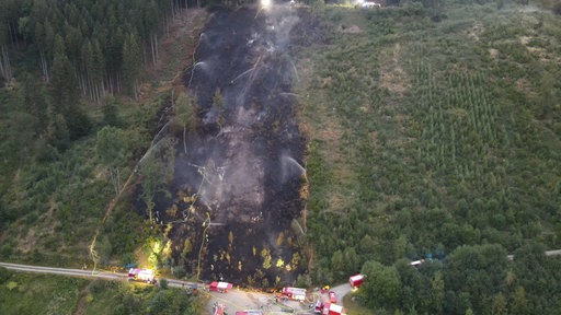 Ein Hang an einem Berg ist abgebrannt