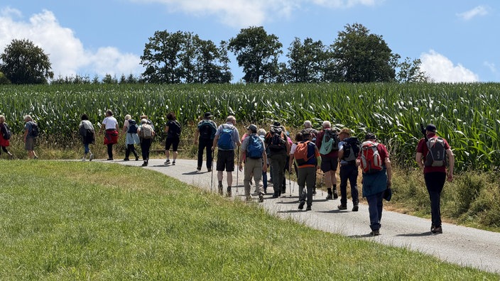 Eine große Wandergruppe