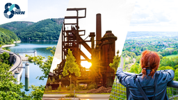 Collage aus drei Landschaftsaufnahmen aus Nordrhein-Westfalen: