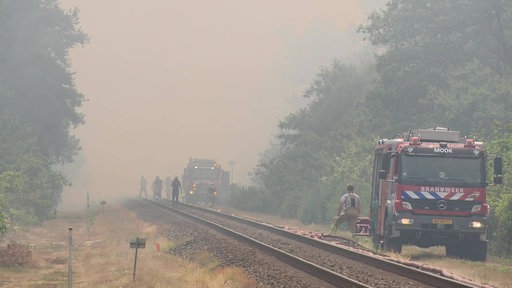 Feuerwehr im Einsatz bei einem Waldbrand in Oostrum, Niederlande