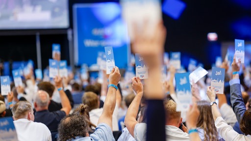 Delegierte auf dem AfD-Listenparteitag stimmen ab