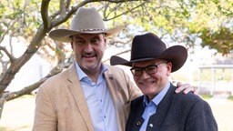 Bayerns Ministerpräsident Markus Söder und Staatskanzlei-Chef Florian Herrmann (beide CSU) bei einem Empfang in den USA