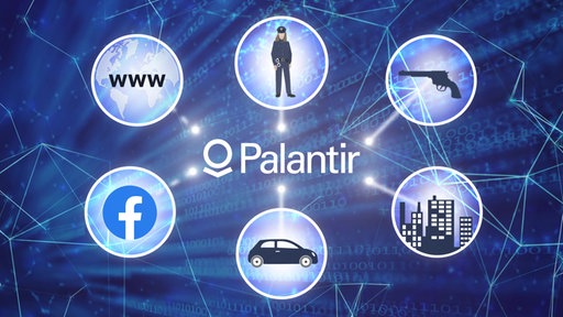 Grafik, die zeigt, auf welche Datenbanken Palantir-Software zugreifen kann