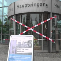 Zu sehen ist der Klinikprotest am St Franziskus Hospital Münster