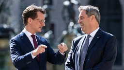 NRW-Ministerpräsident Hendrik Wüst (CDU) und Markus Söder (CSU), Ministerpräsident von Bayern