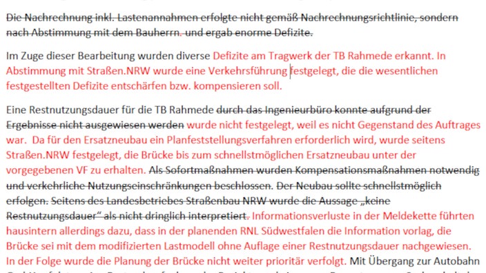 Auszug aus dem "Kommentar zum Besprechungsprotokoll"