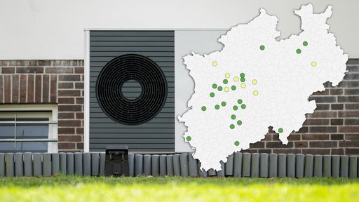 Wärmepumpen-Außengerät mit NRW-Karte