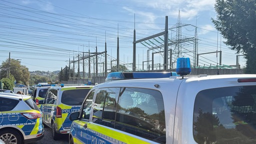 Mehrere Polizeiwagen stehen nebeneinander