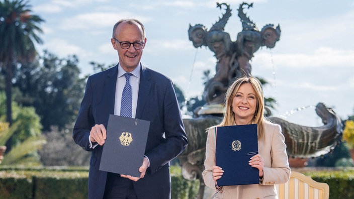 Friedrich Merz und Giorgia Meloni, 23 Januar 2026, Rom