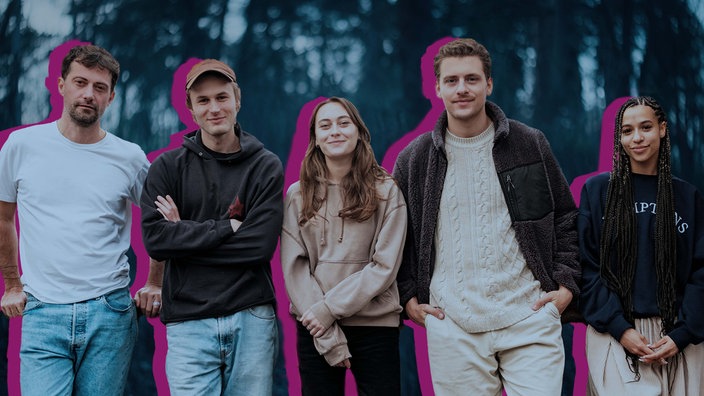 Der Cast von Forever Club: v.l.n.r.: Björn von der Wellen, Ludwig Simon, Mercedes Müller, Valon Krasniqi, Melissa Christina Zerhau