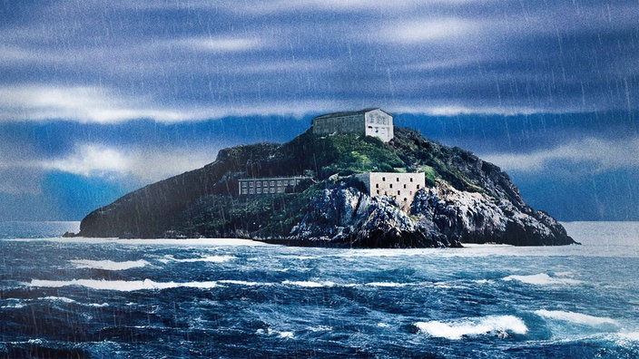 Illustration: Eine einsame Insel im Regen.