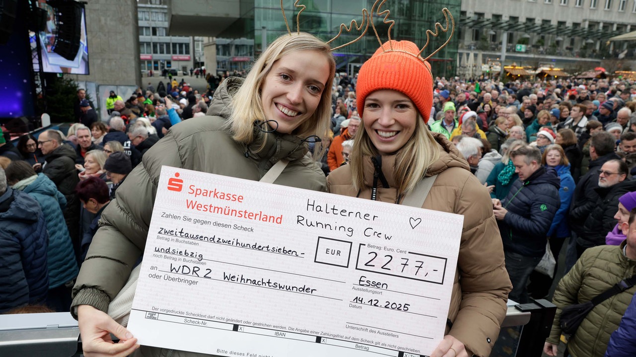 Das WDR 2 Weihnachtswunder am Sonntag (14.12.2025) - Halterner Running Crew mit Spendenscheck
