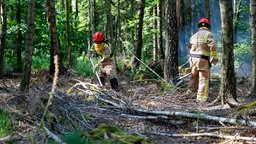 Mitglieder der freiwilligen Feuerwehr Simmerath graben Feuerschneisen in den Wald. (Archivfoto vom 17.07.2026)