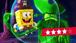 In einer Szene aus dem Animationsfilm "SpongeBob Schwammkopf: Piraten Ahoi!" sitzt der gelbe Schwamm SpongeBob auf dem Arm des "Fliegenden Holländers"