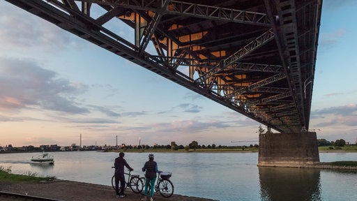 Fahrradfahrer auf dem Rhein-Radweg