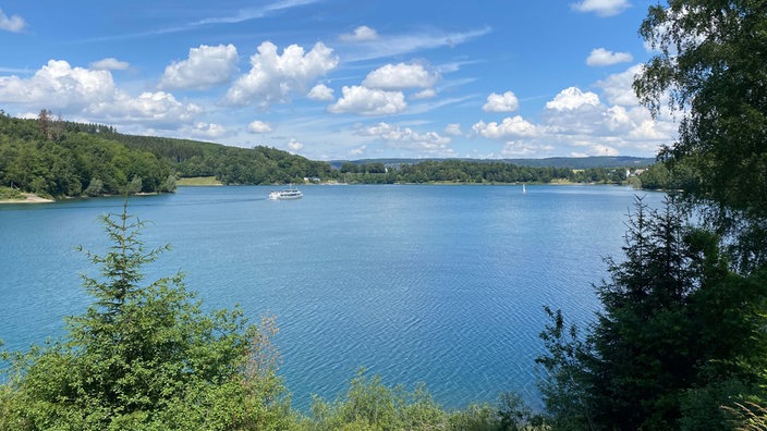 Blick über einen See im Sauerland