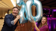 Marco Schreyl und Michelle Fausten bei der WDR 2 Hausparty in Siegburg