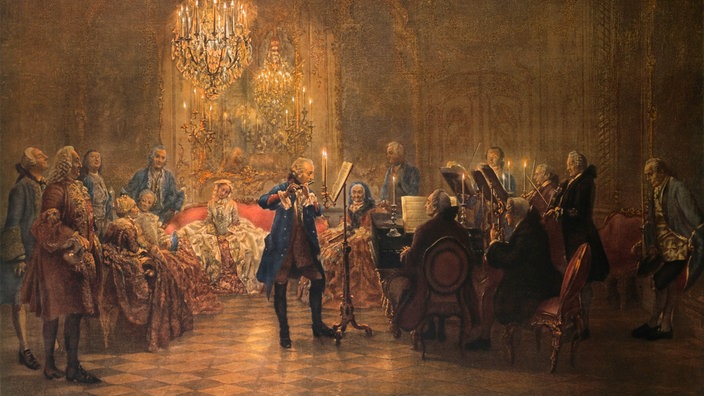 Gemälde von Adolph von Menzeln: "Flötenkonzert Friedrichs des Grossen in Sanssouci" (1850/52)