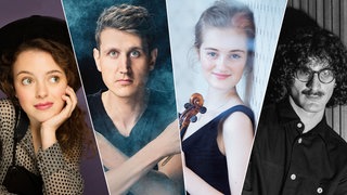 Fotocollage von Lucienne Renaudin Vary, Alexej Gerassimez, Noa Wildschut und Giorgi Gigashvili.