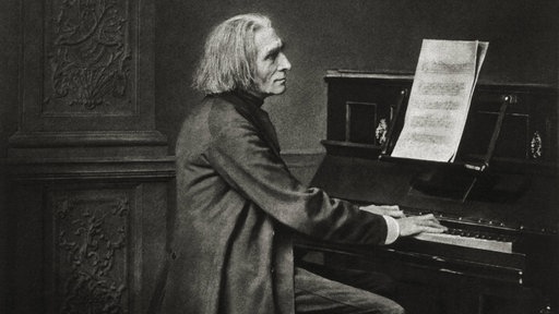 Franz Liszt am Klavier / Foto von E. Hanfstaengl