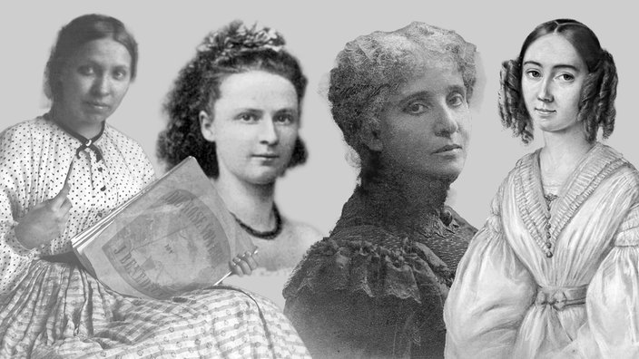 Das Beitragsbild der WDR 3 Vesper "Komponistinnen der Romantik" zeigt eine Collage aus Porträts von Komponistinnen der Romantik   