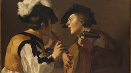 Das Beitragsbild der WDR3 Vesper "'Onse Vader in Hemelryck' & 'Het gouden eeuw'" zeigt auf einem Ölgemälde eines holländischen Malers zwei Musiker mit Laute und Flöte. 