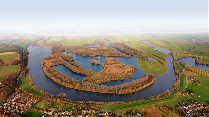 Das Naturschutzgebiet Xantener Altrhein auf der Bislicher Insel am Niederrhein mit Maasmannsmardt bei Xanten-Birten