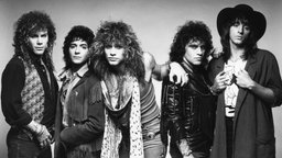 Die Mitglieder der Band Bon Jovi auf einem Gruppenporträt aus dem Jahr 1986