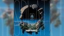 Das fantasievolle Cover des Albums "SPLAT!" von Deep Purple zeigt einen gezeichneten blauen Himmel mit einer felsigen Landschaft und einer Art Steinbogen in der Mitte, durch den ein Mensch schreitet