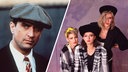 Collage: links Robert De Niro mit Anzug, Krawatte und Baskenmütze als "Noodles" im Film "Es war einmal in Amerika" (1984), rechts ein Gruppenfoto der Girlgroup Bananarama um 1984