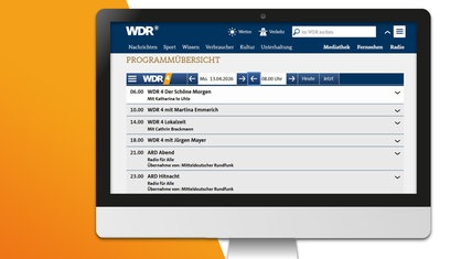 Programmvorschau von WDR 4 auf einem Computerbildschirm