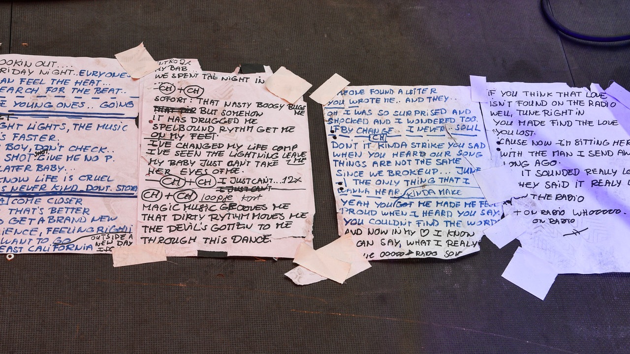 Handgeschriebene Setlist.