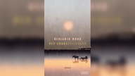 Buchcover: "Der Krabbenfischer" von Benjamin Wood (in diffusem Licht sieht man die Umrisse einer Brandung und eines Mannes mit Pferdegespann)