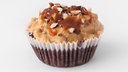 Schokoladencupcake mit Karamellglasur und Erdnüssen (Symbolbild kann vom Rezept abweichen)